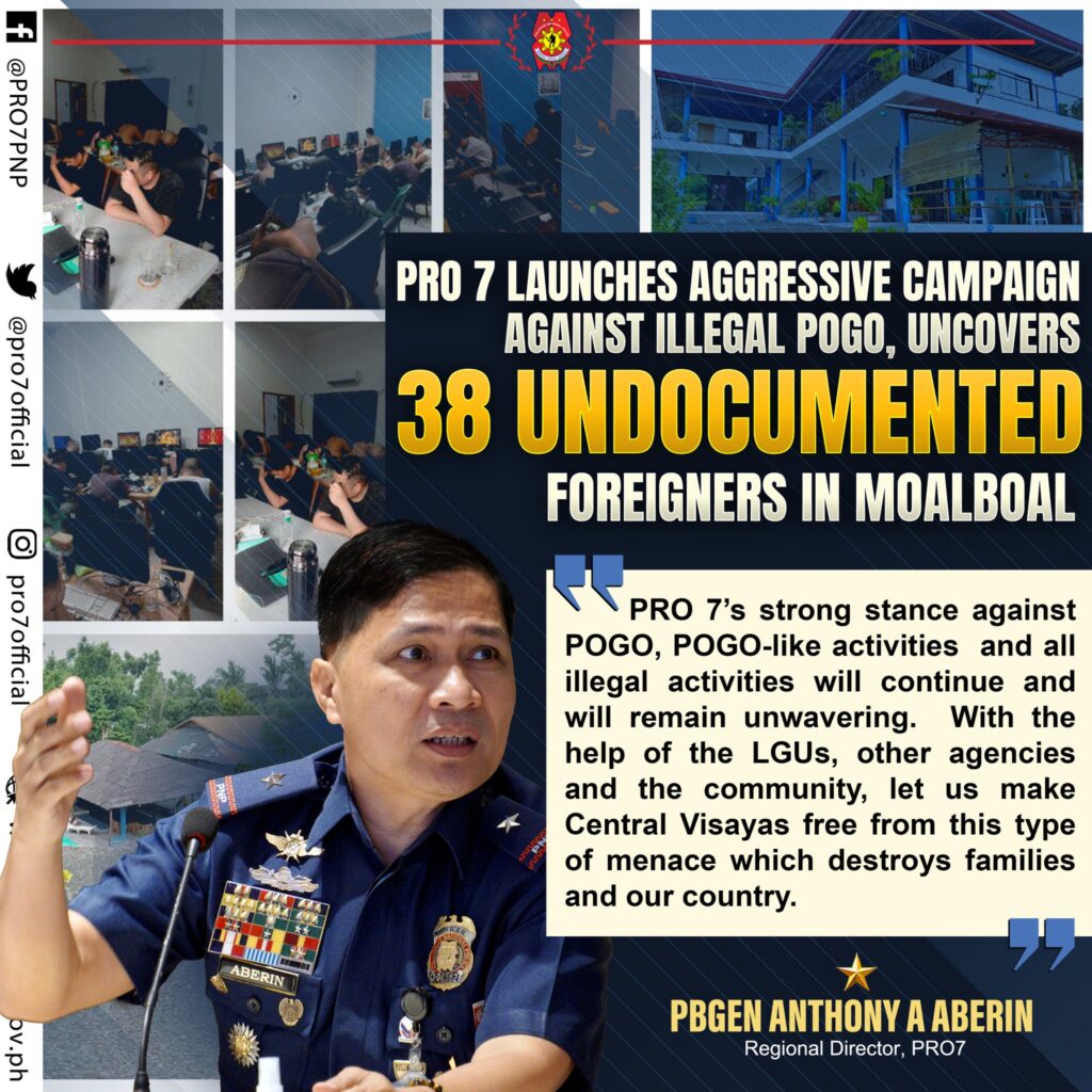 Philippine authorities nab 38 foreign nationals in suspected Cebu POGO operation