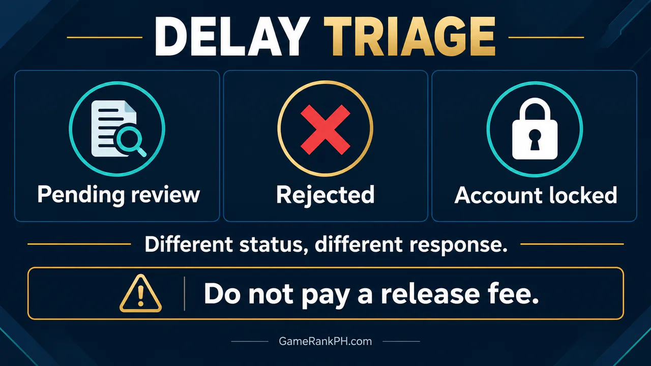 Triage of pending, rejected and locked withdrawal statuses