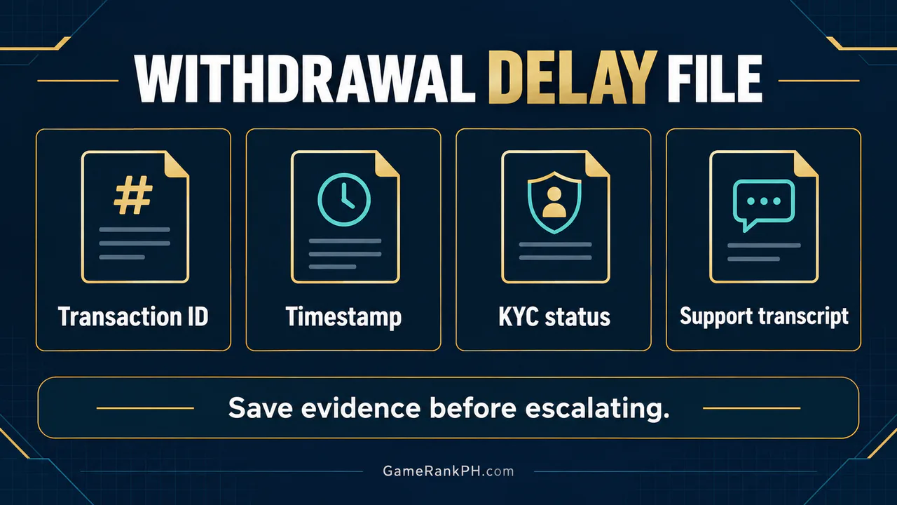 Evidence file checklist for delayed casino withdrawals
