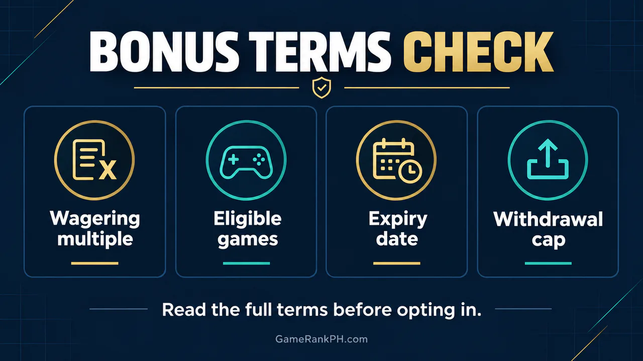 Checklist for reading online casino bonus terms